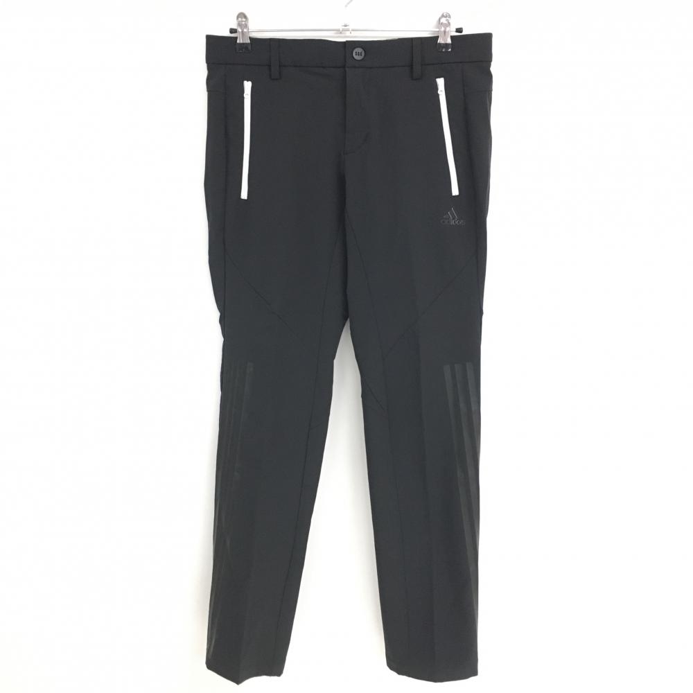 【美品】アディダス パンツ 黒 3ライン ジップポケット白 ストレッチ メンズ L ゴルフウェア adidas