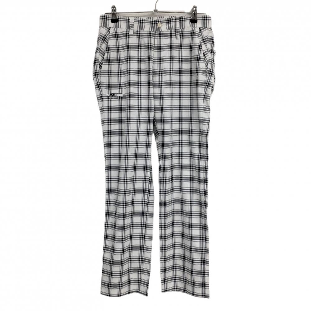 アディダス パンツ 白×黒 チェック ティー装着可 ロゴ刺しゅう メンズ 76 ゴルフウェア adidas