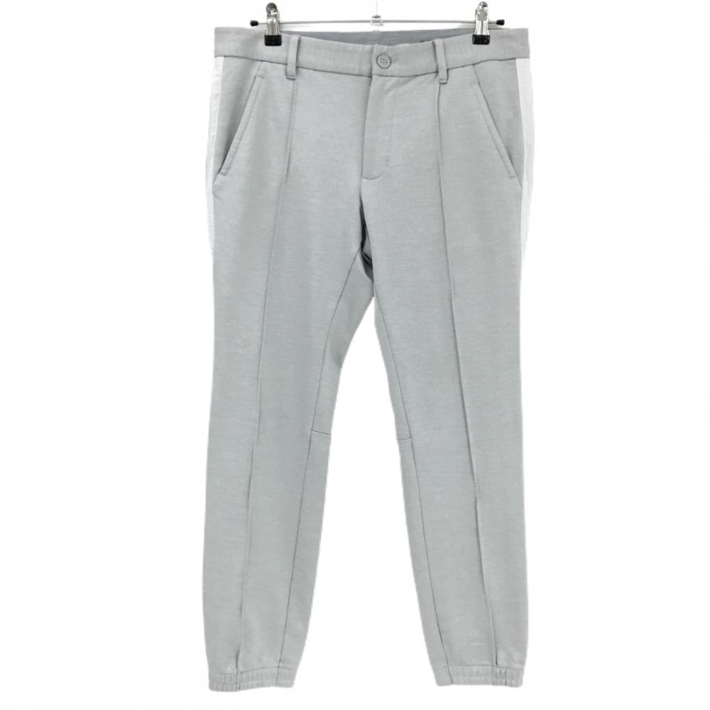 【美品】アディダス ジョガーパンツ グレー×白 へリンボーン織生地 サイドライン  メンズ L ゴルフウェア adidas