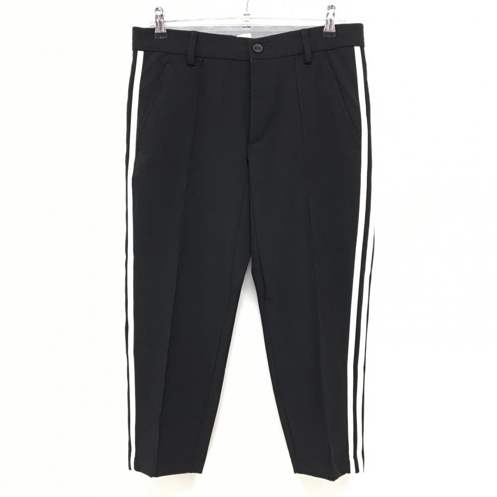 【超美品】アディダス 七分丈パンツ 黒×白 サイド3ライン ストレッチ  メンズ 79(M) ゴルフウェア adidas