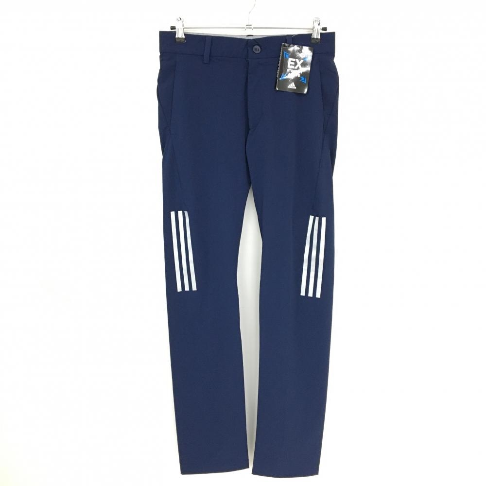 【新品】アディダス パンツ ネイビー ストレッチ UVケア AEROREADY ナイロン混 サイド3ライン メンズ 79 ゴルフウェア adidas