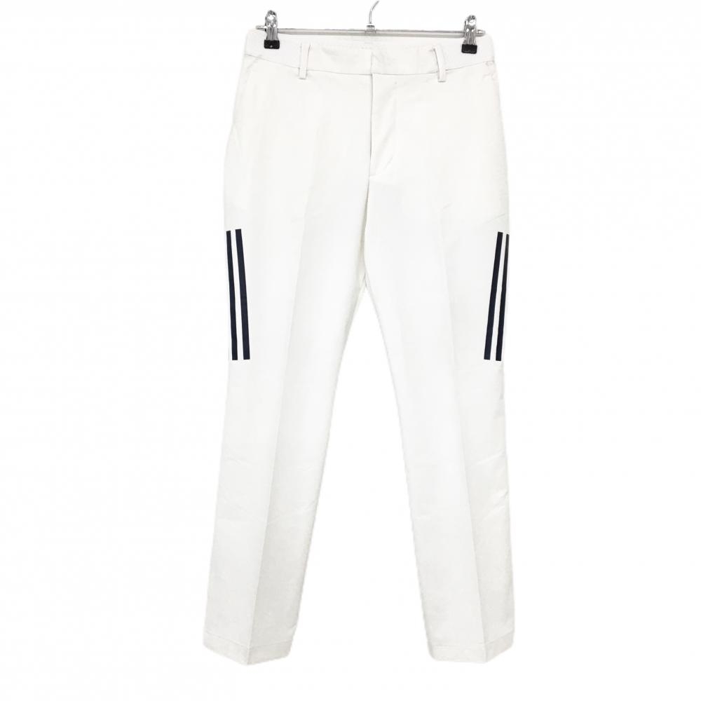 アディダス パンツ 白 ストレッチ ウエスト一部ゴム サイド3ライン メンズ 79 ゴルフウェア adidas