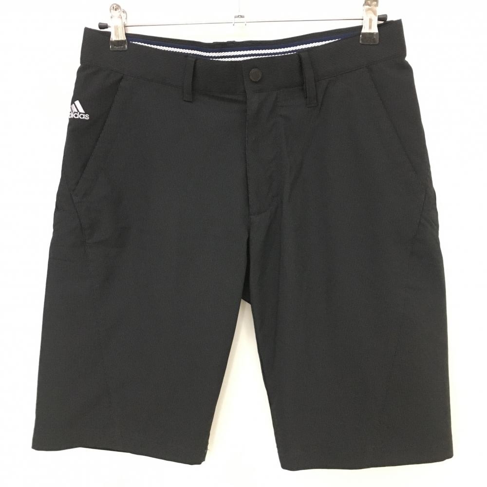 【超美品】アディダス ハーフパンツ 黒 地模様 ロゴグレー  メンズ M/M ゴルフウェア adidas