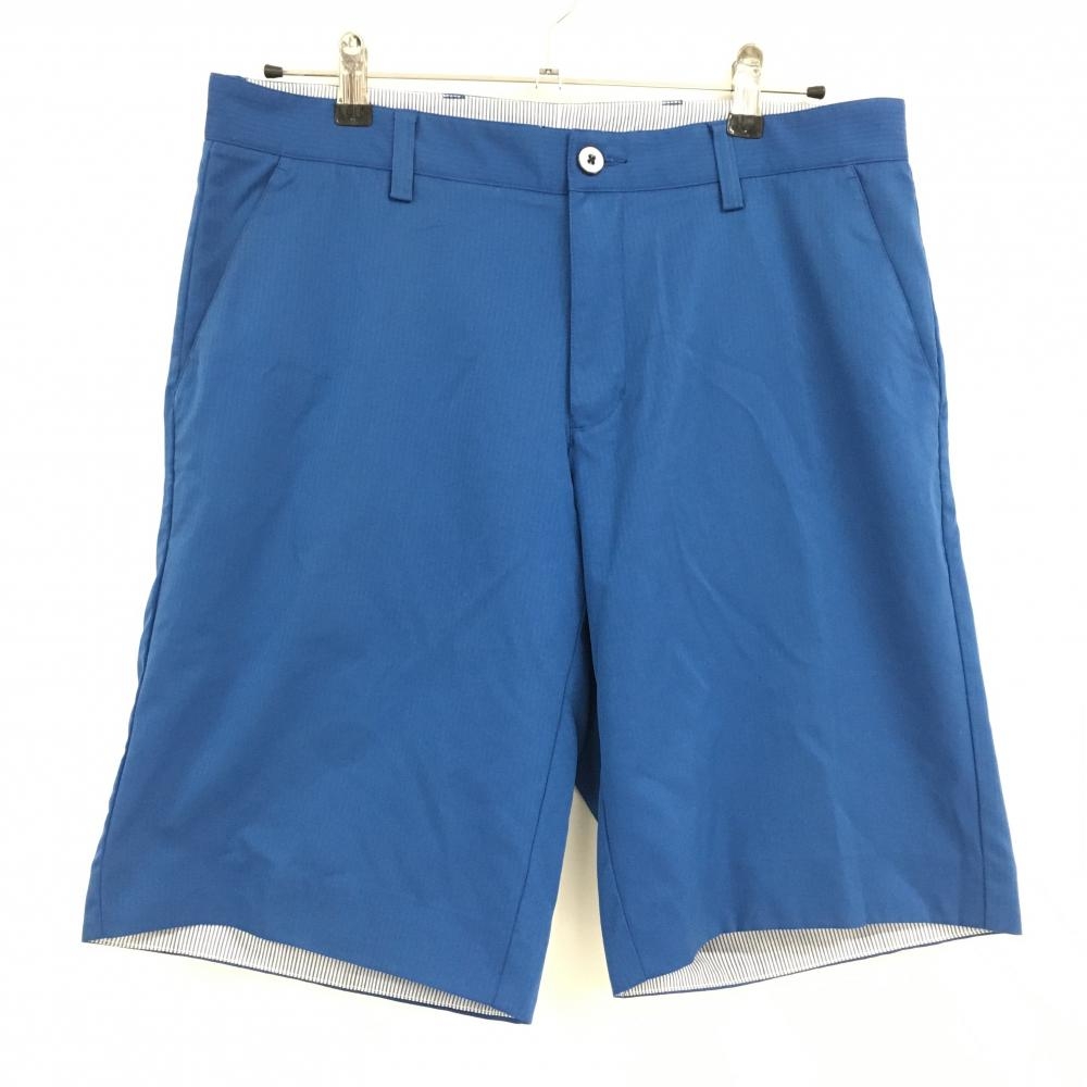 【美品】アディダス ハーフパンツ ブルー ストライプ地模様 メンズ 88 ゴルフウェア adidas