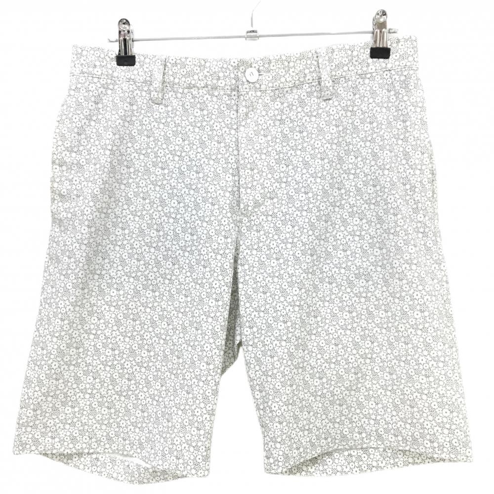 アディダス ハーフパンツ 白×グレー 花柄 ロゴ  メンズ 85 ゴルフウェア adidas