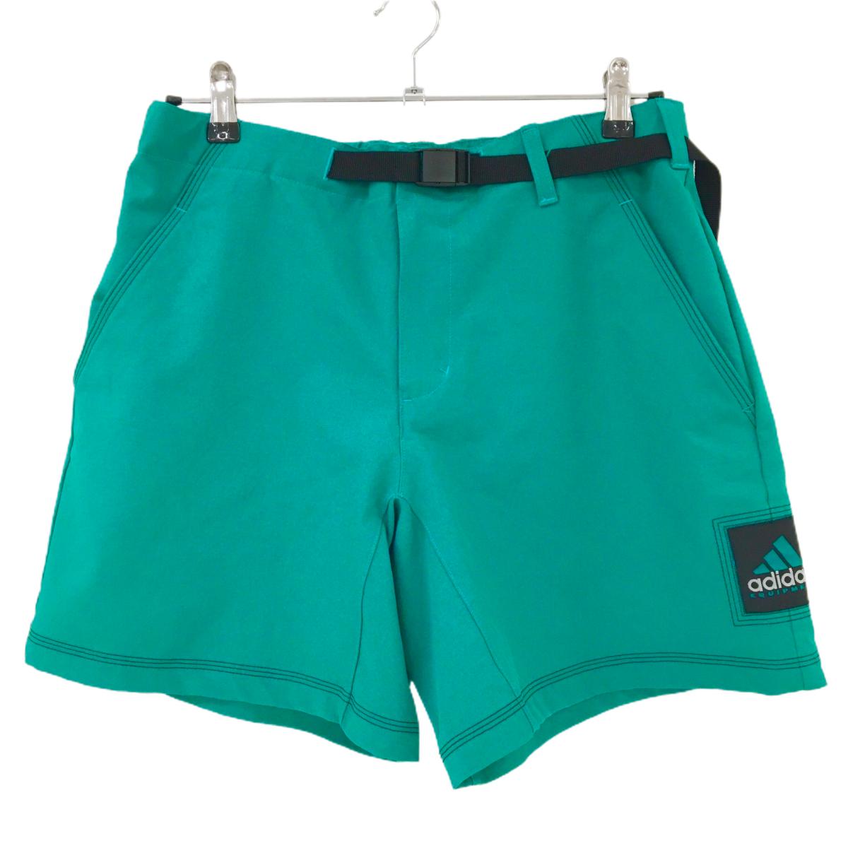 【新品】アディダス ハーフパンツ グリーン×黒 エキップメント ウエスト調整ベルト付き メンズ L ゴルフウェア 2025年モデル adidas
