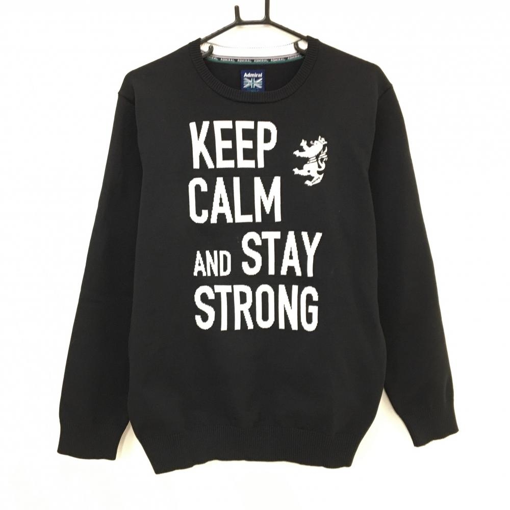 【美品】アドミラル セーター 黒×白 前面英字 ニット  メンズ LL ゴルフウェア Admiral