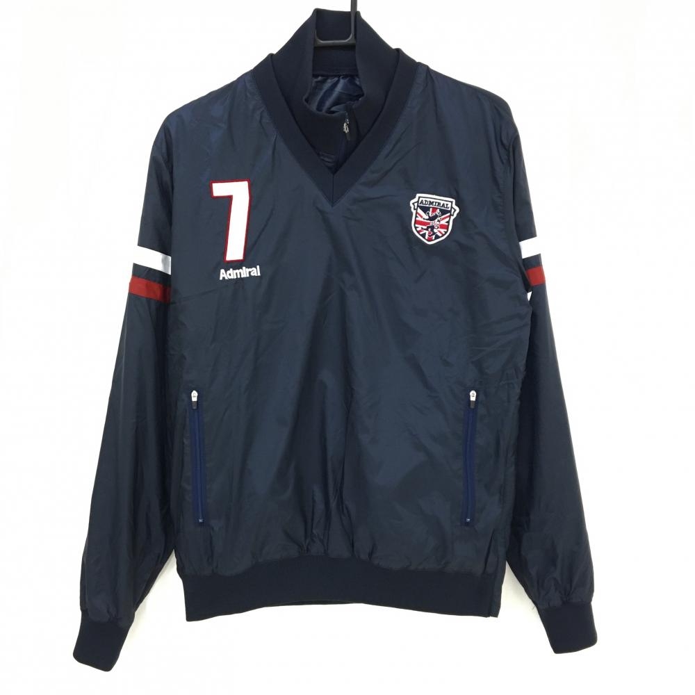 【超美品】アドミラル ツインスニード ネイビー×レッド 袖ライン 内側チェック ブルゾン  メンズ M ゴルフウェア Admiral