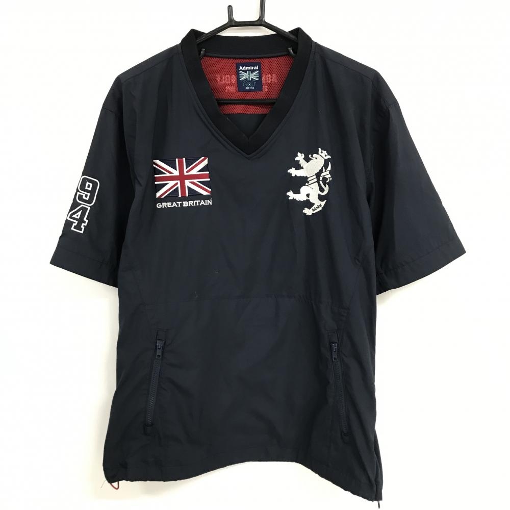 アドミラル 半袖スニード ネイビー×白×レッド ロゴ刺しゅう 裾ドローコード ブルゾン メンズ LL ゴルフウェア Admiral