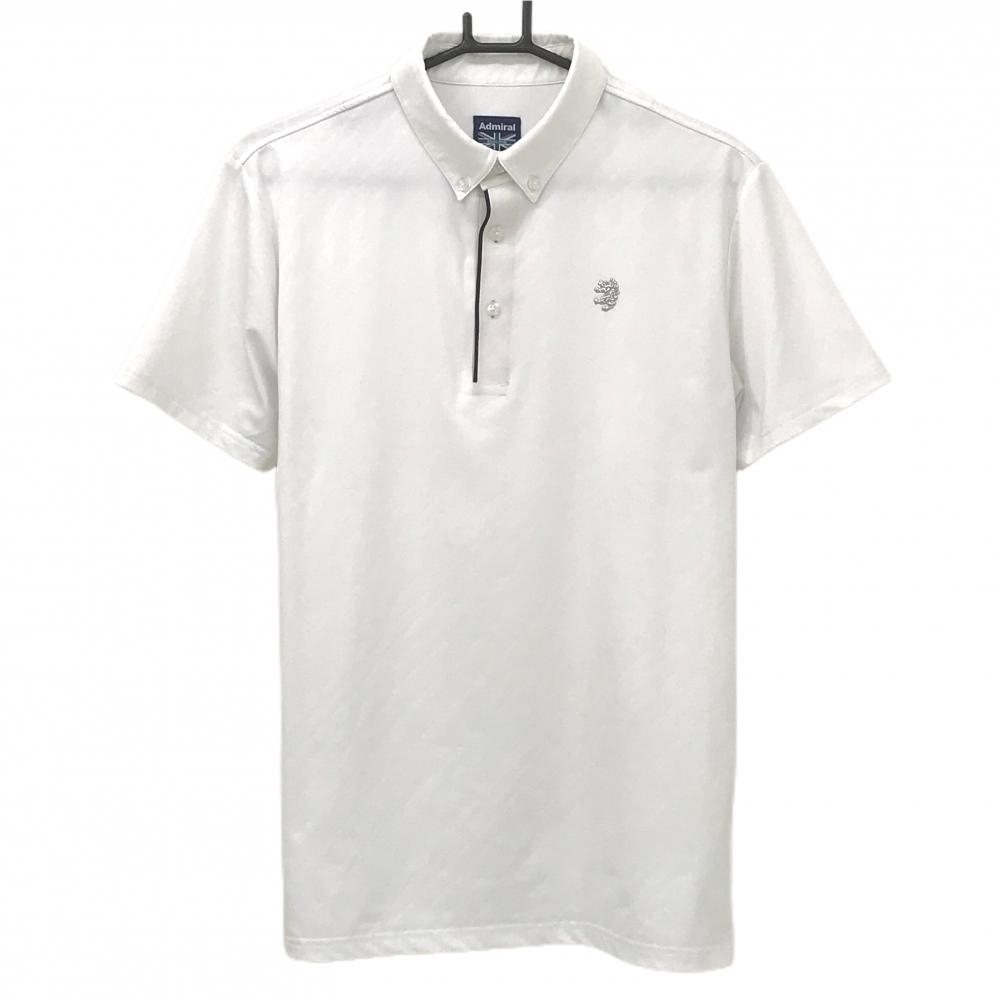 アドミラル 半袖ポロシャツ 白 地模様 ロゴシルバー メンズ L ゴルフウェア Admiral
