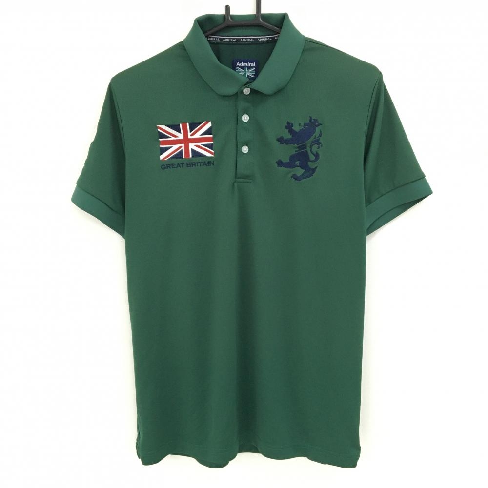 アドミラル 半袖ポロシャツ グリーン×ネイビー ロゴ刺しゅう  メンズ LL ゴルフウェア Admiral