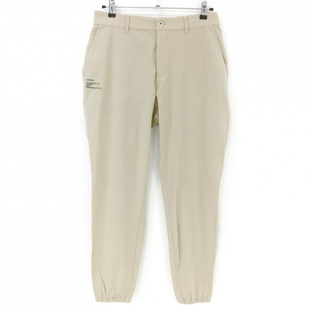 【超美品】アドミラル パンツ ベージュ ロゴ黒 ストレッチ メンズ LL ゴルフウェア Admiral