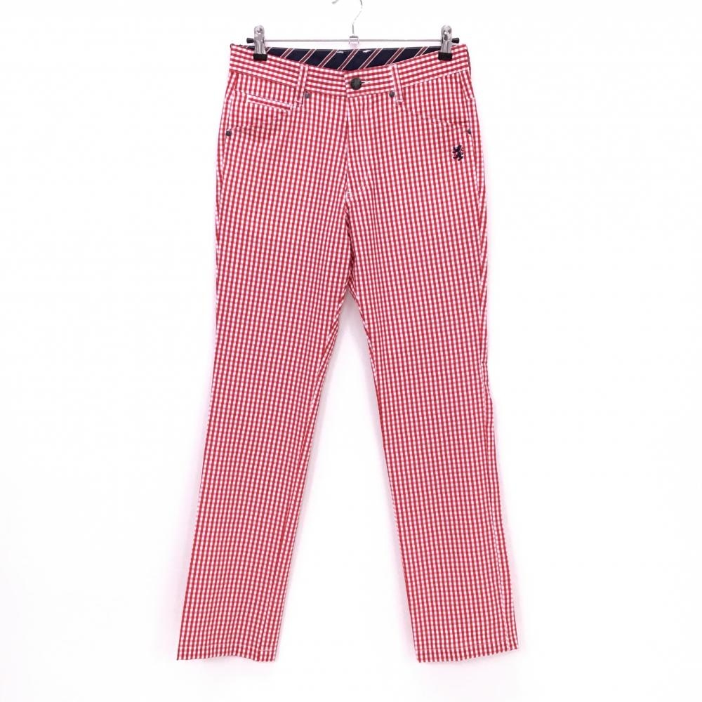 【新品】アドミラル パンツ レッド×白 チェック ストレッチ 軽量 メンズ M ゴルフウェア Admiral