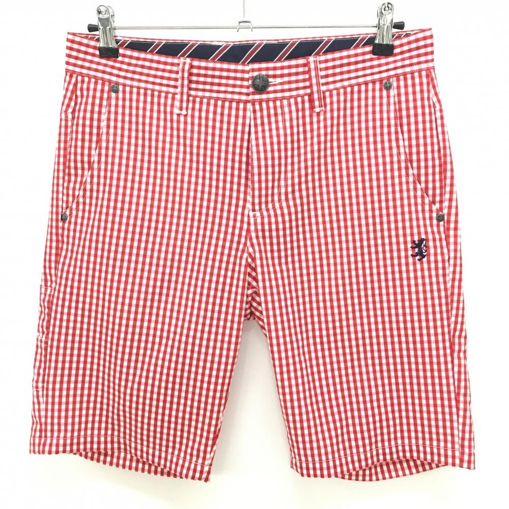 【美品】アドミラル ハーフパンツ レッド×白 ギンガムチェック  メンズ M ゴルフウェア Admiral