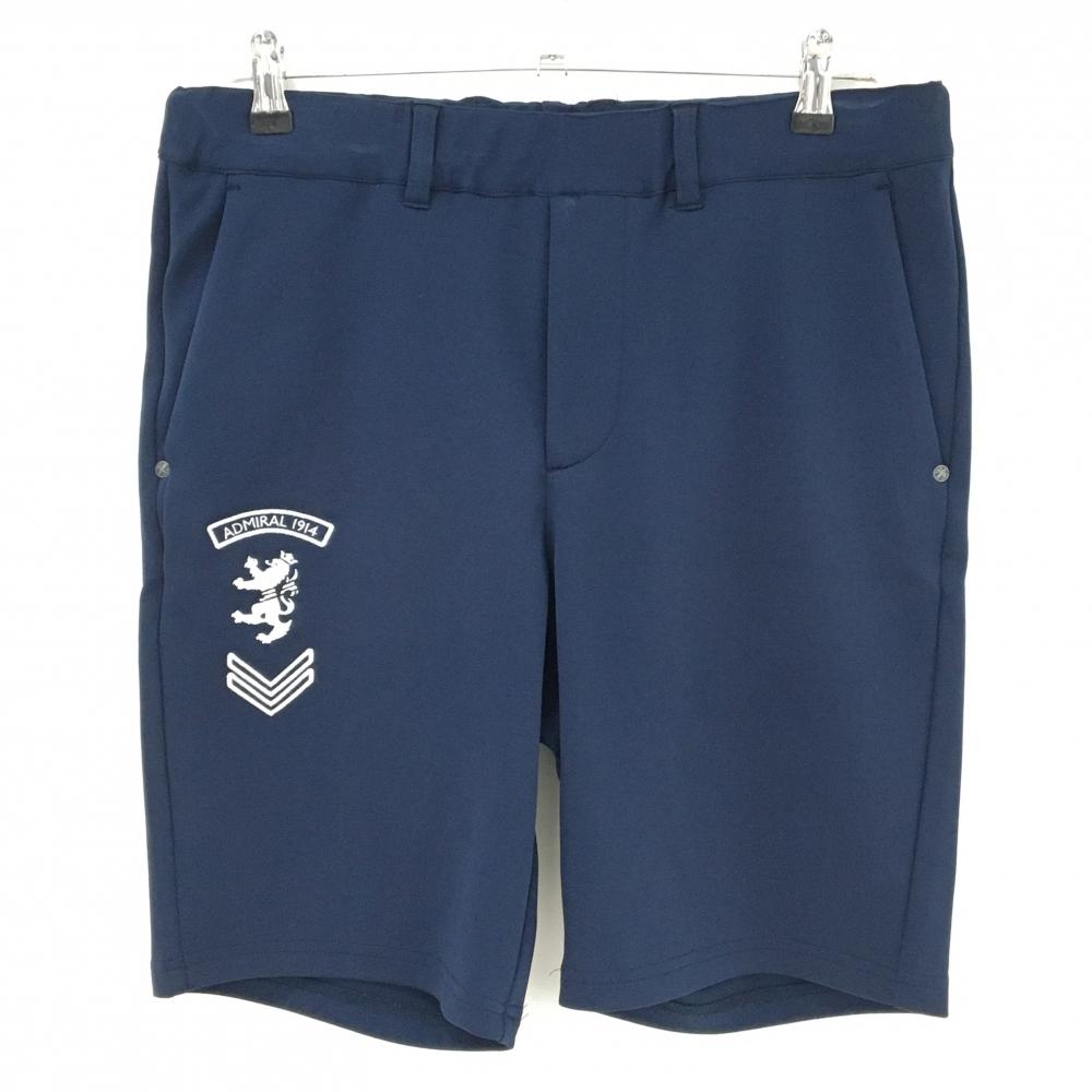 アドミラル ハーフパンツ ネイビー×白 ロゴ刺しゅう ウエストゴム  メンズ L ゴルフウェア Admiral