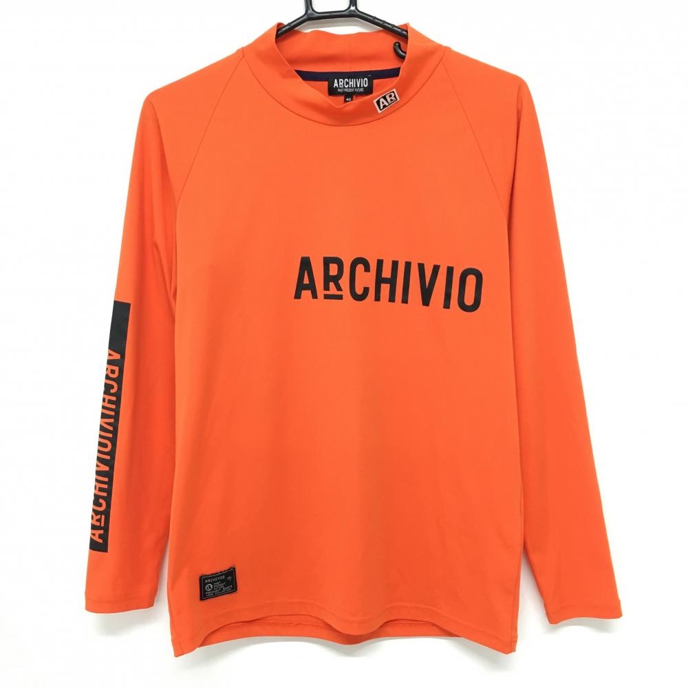 【超美品】アルチビオ 長袖ハイネックシャツ オレンジ×黒 UVケア 吸水速乾  メンズ 46(M) ゴルフウェア 2023年モデル archivio