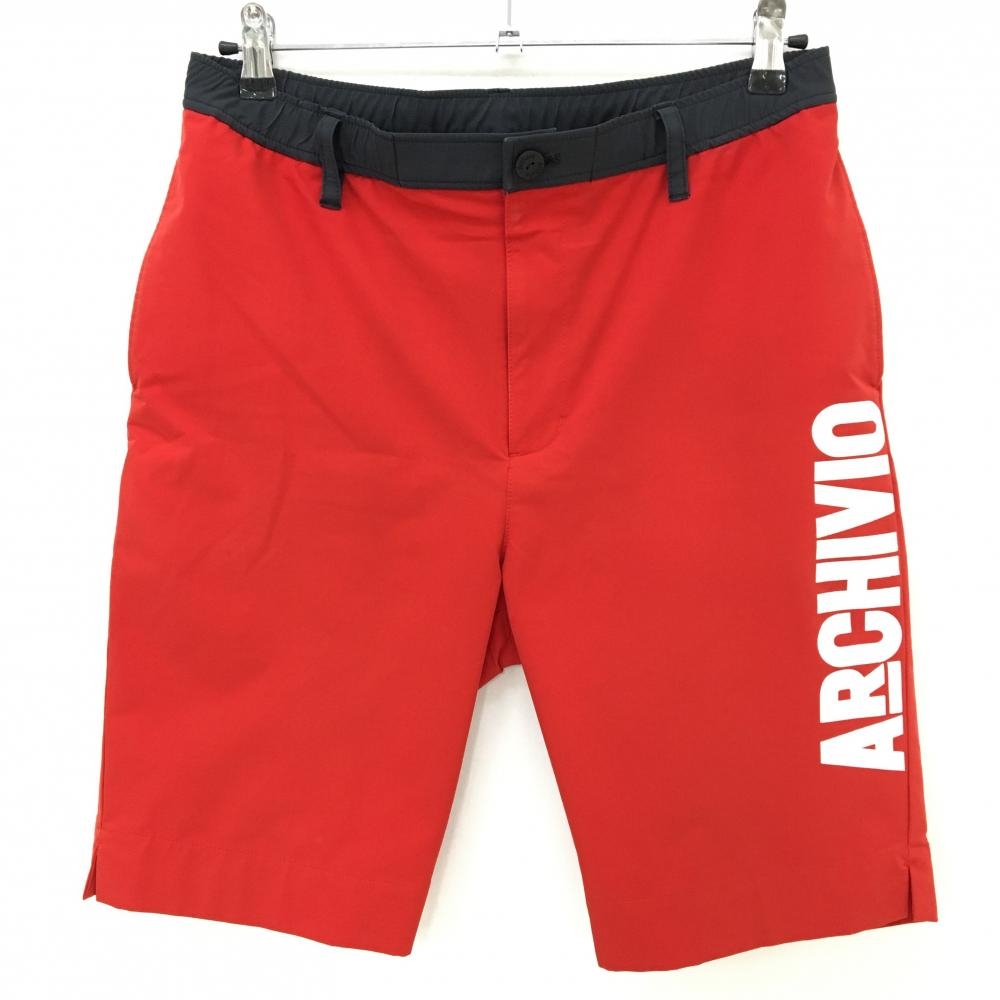 アルチビオ ハーフパンツ レッド×黒 ビッグロゴ  メンズ 46(M) ゴルフウェア archivio