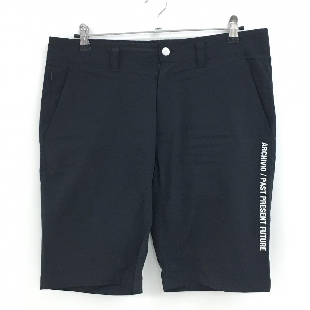 アルチビオ ハーフパンツ 黒×白 サイドロゴ ストレッチ  メンズ 50(XL) ゴルフウェア archivio