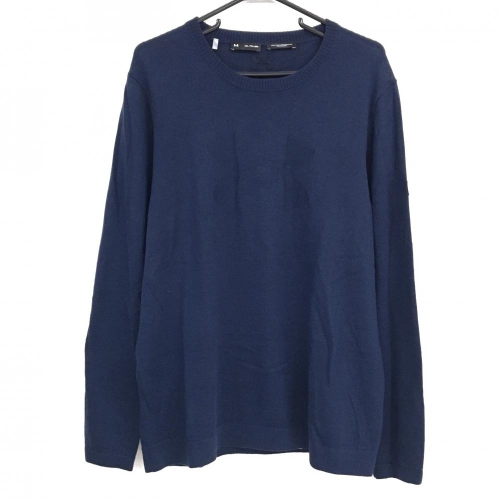 【超美品】アンダーアーマー セーター ネイビー ウール混 ニット メンズ XXL/TTG/EEG ゴルフウェア 大きいサイズ UNDER ARMOUR