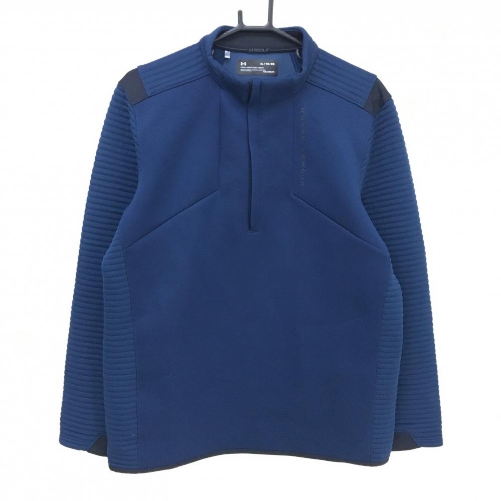 アンダーアーマー ブルゾン ネイビー 身頃ドット地模様 ハーフジップ COLD GEAR メンズ XL ゴルフウェア UNDER ARMOUR