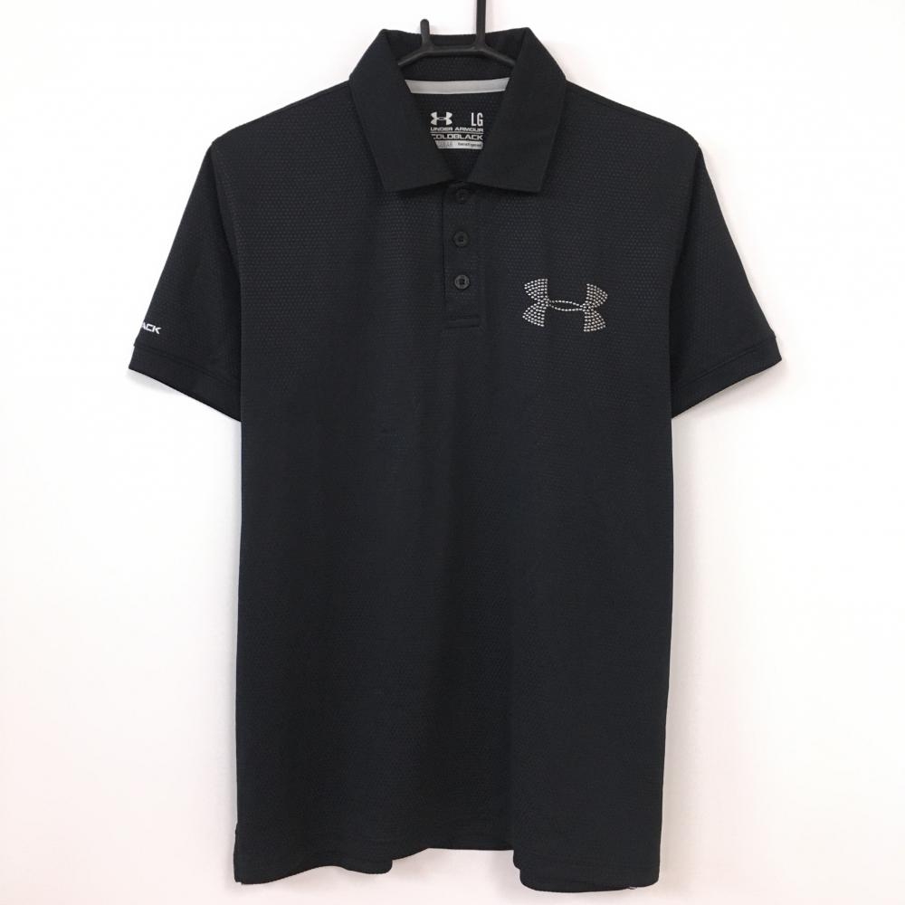 UNDER ARMOUR アンダーアーマー 半袖ポロシャツ 黒 ロゴプリント メンズ LG ゴルフウェア