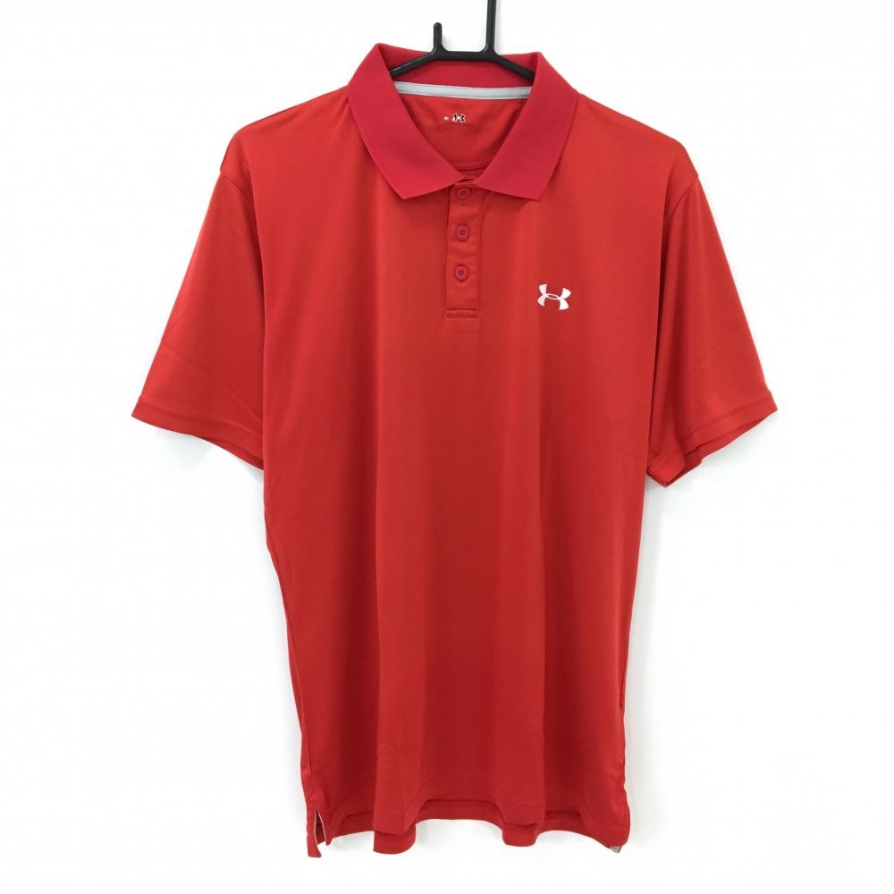 アンダーアーマー 半袖ポロシャツ レッド ロゴ刺しゅう  メンズ XL ゴルフウェア UNDER ARMOUR