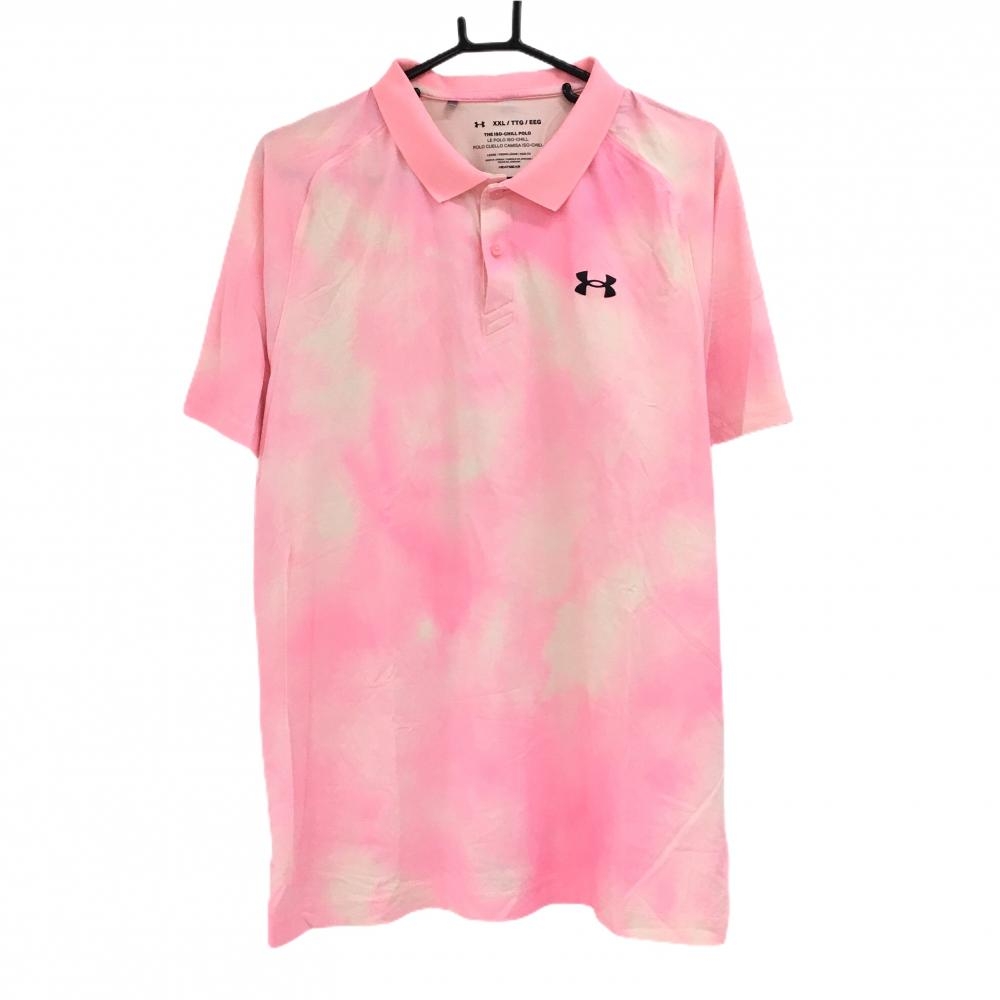 【超美品】アンダーアーマー 半袖ポロシャツ ピンク グラデーション  メンズ XXL/TTG/EEG ゴルフウェア 大きいサイズ UNDER ARMOUR