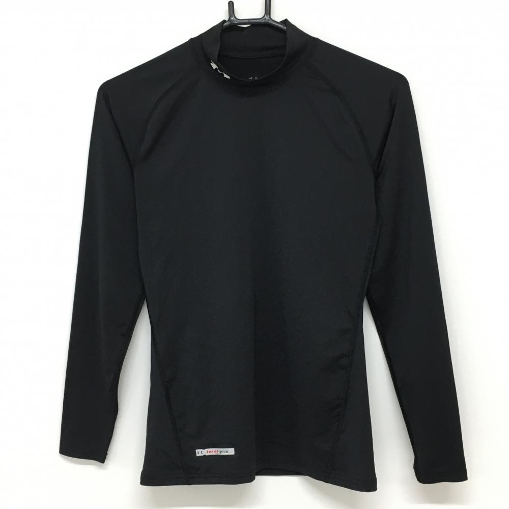 【超美品】アンダーアーマー インナーシャツ 黒 ロゴ白 heatgear メンズ MD ゴルフウェア UNDER ARMOUR