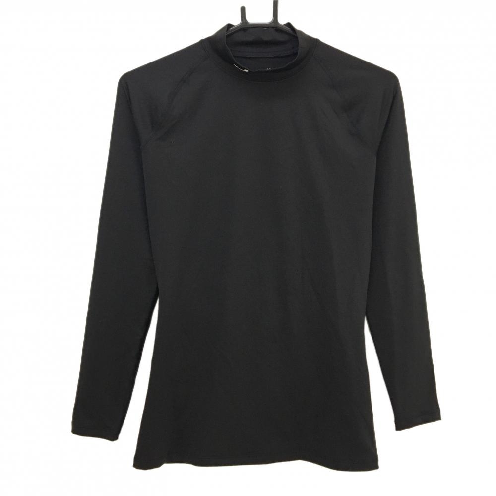 【超美品】アンダーアーマー ハイネックインナーシャツ 黒 ネックロゴグレー HEATGEAR メンズ LG/G/G ゴルフウェア UNDER ARMOUR