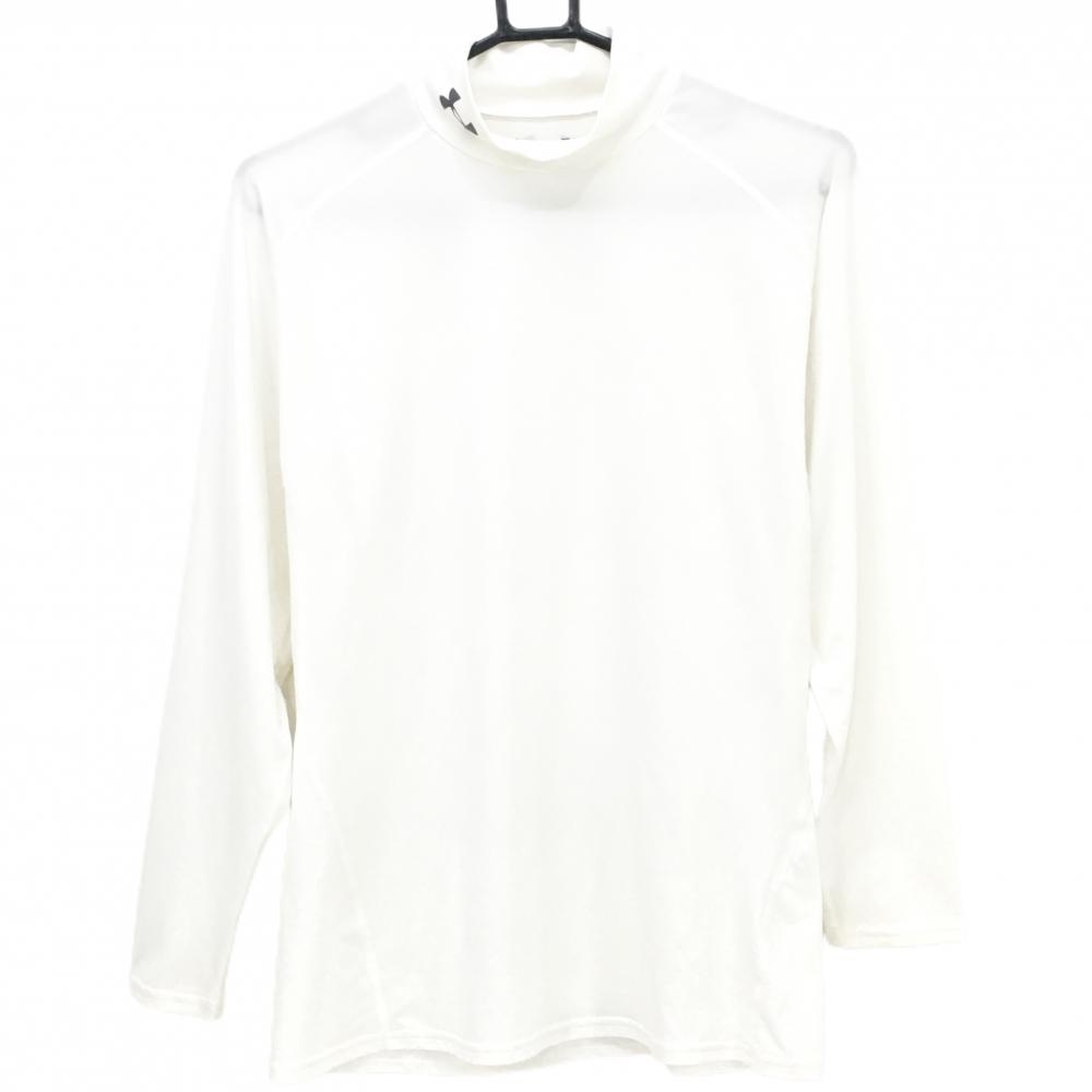 アンダーアーマー ハイネックインナーシャツ 白 ヒートギア 一部メッシュ  メンズ MD/M/M ゴルフウェア UNDER ARMOUR