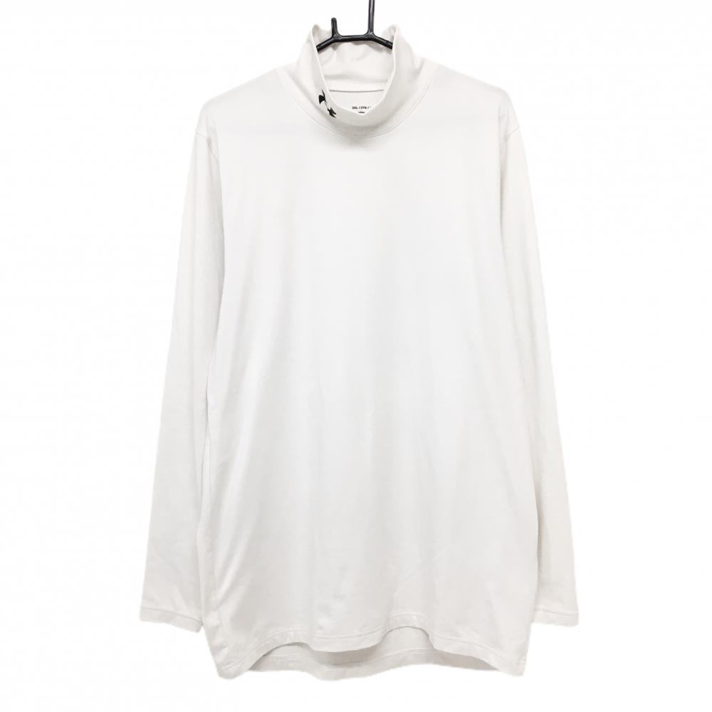 【美品】アンダーアーマー 長袖ハイネックシャツ 白 裏微起毛 コールドギア  メンズ 3XL ゴルフウェア UNDER ARMOUR