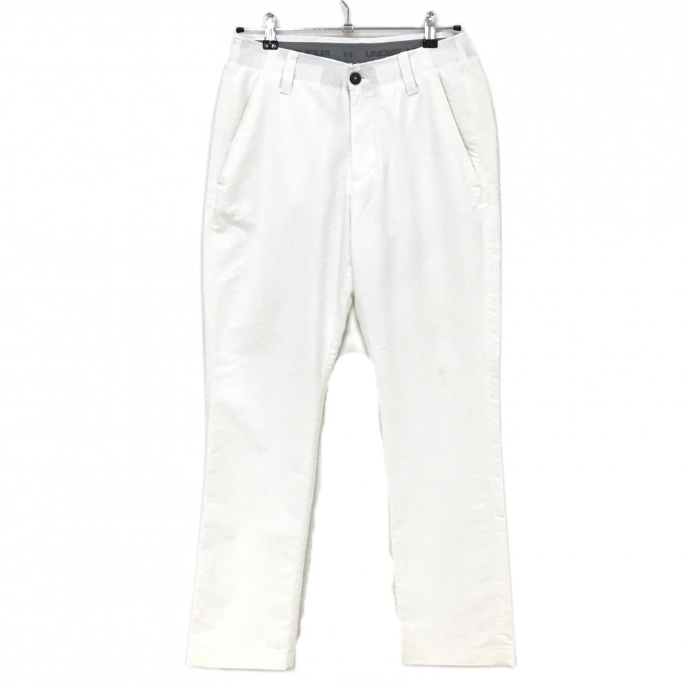 アンダーアーマー パンツ 白 シンプル ロゴ刺しゅう メンズ 30/36 ゴルフウェア UNDER ARMOUR