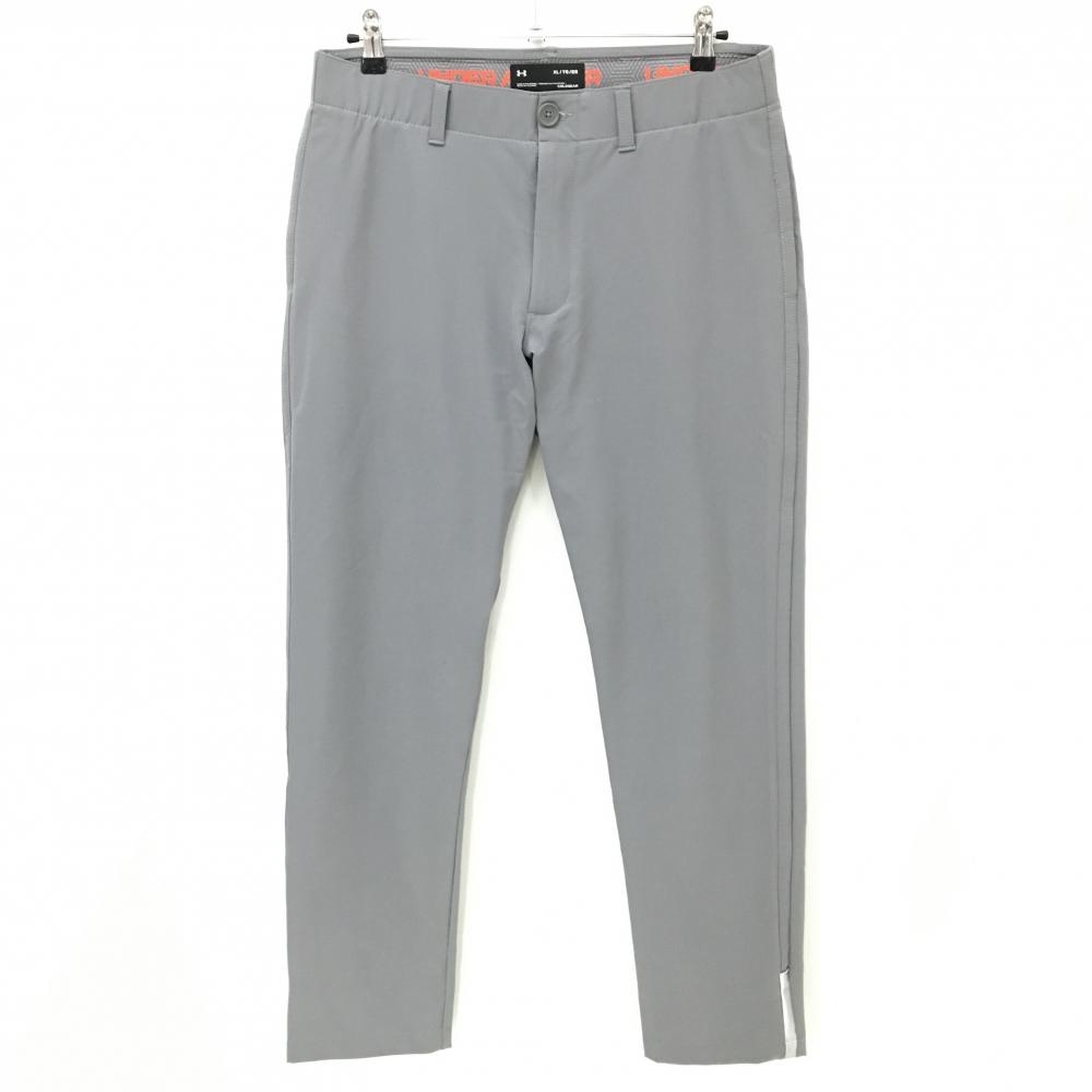 【美品】アンダーアーマー パンツ グレー ウエスト裏ロゴオレンジ ストレッチ メンズ XL/TG/EG ゴルフウェア 2024年モデル UNDER ARMOUR
