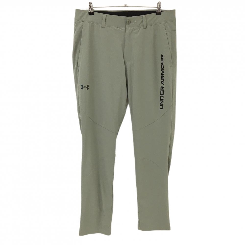 【美品】アンダーアーマー パンツ グリーングレー×黒 格子織生地  メンズ XXL ゴルフウェア UNDER ARMOUR