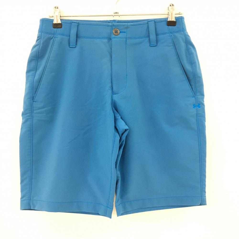 【美品】アンダーアーマー ハーフパンツ ライトブルー ロゴ刺しゅう  メンズ 76 ゴルフウェア UNDER ARMOUR