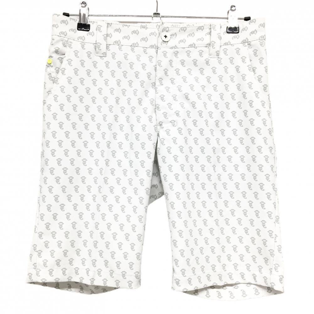 【美品】アンパスィ ハーフパンツ 白×ライトグレー アンパンジー総柄  メンズ M ゴルフウェア and per se