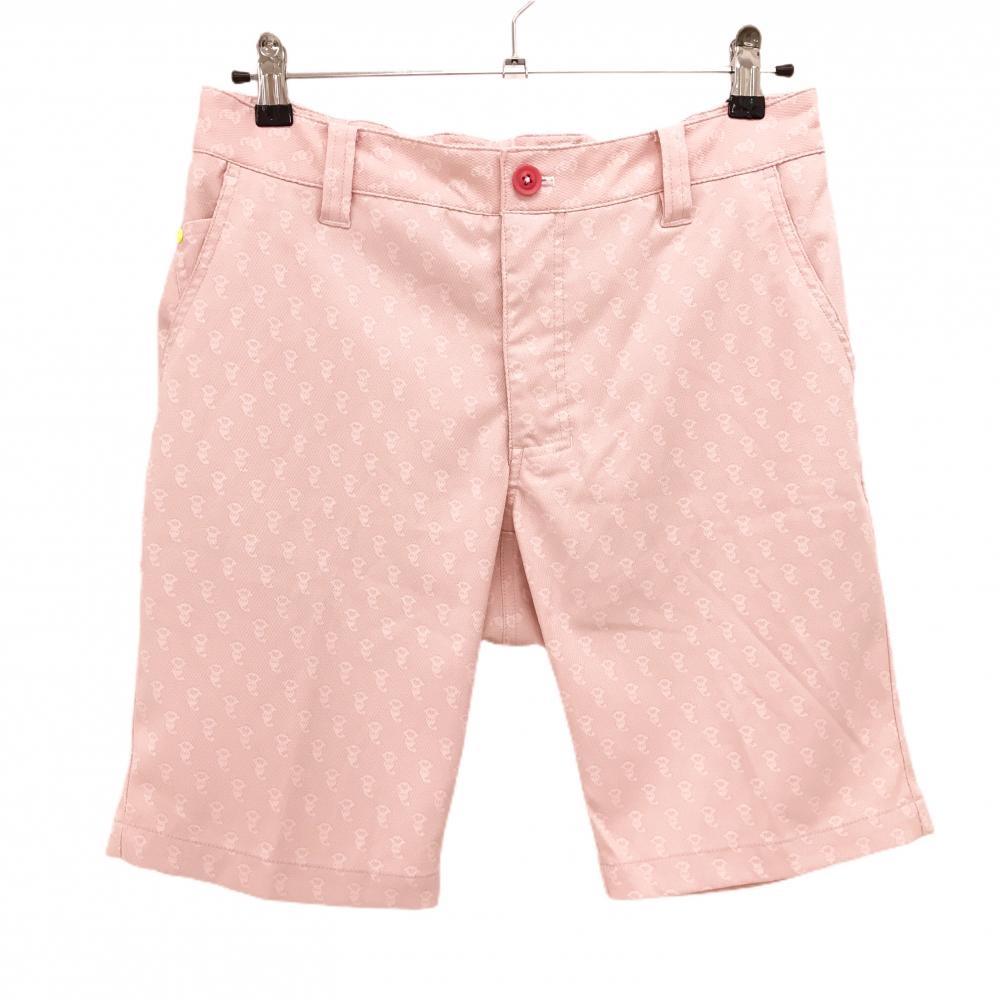 【超美品】アンパスィ ハーフパンツ ライトピンク×白 モンキー総柄 バックロゴ メンズ L ゴルフウェア and per se