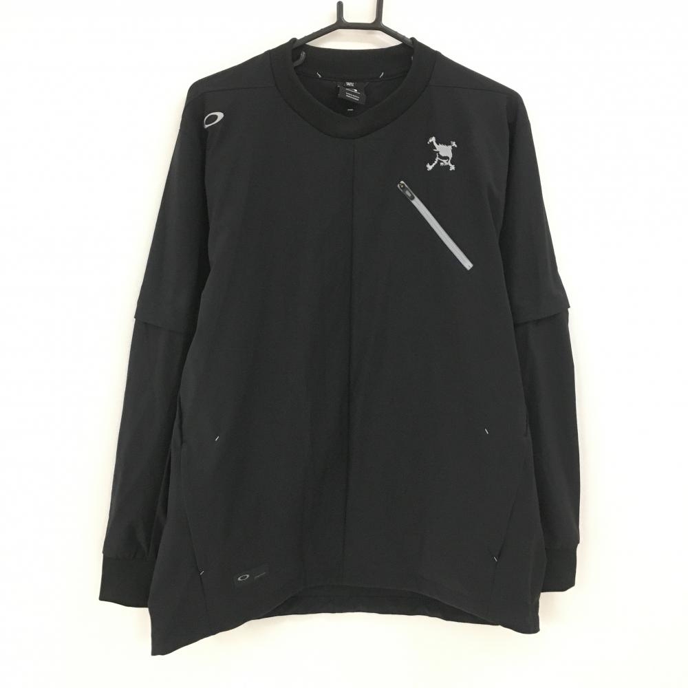 【美品】オークリー 2WAYスニード 黒×グレー 袖着脱可 裾ドローコード ブルゾン メンズ XL ゴルフウェア Oakley