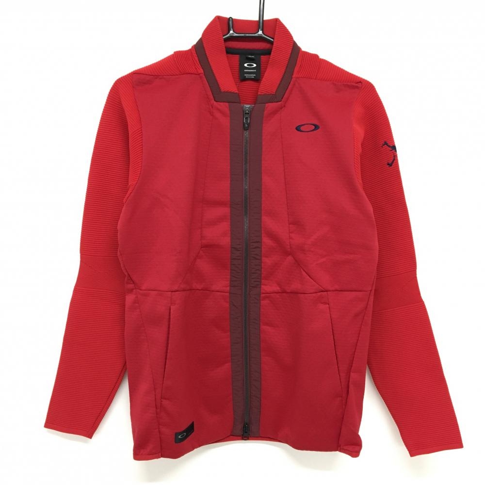 【新品】オークリー 切替ジャケット レッド 袖ニット 吸汗速乾  メンズ M ゴルフウェア Oakley