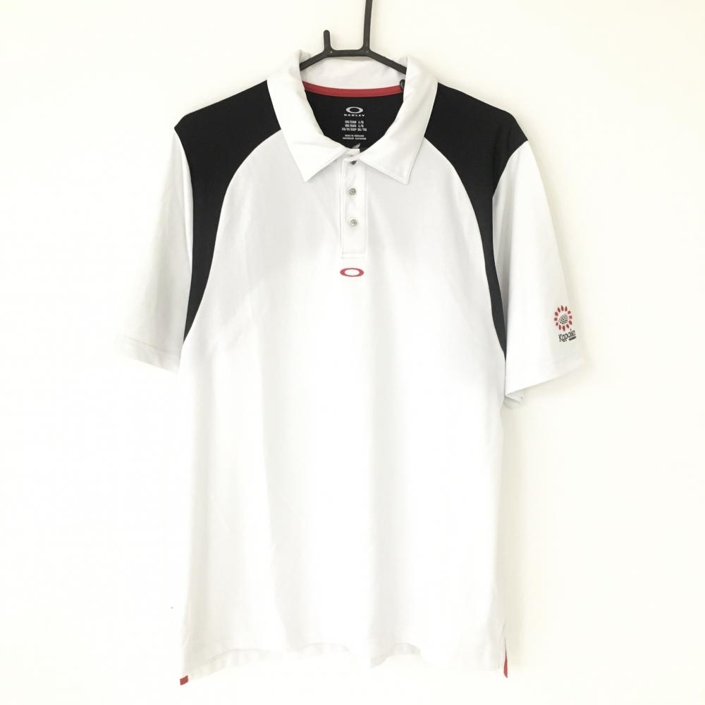 オークリー 半袖ポロシャツ 白×黒 黒地メッシュ Kapolei Hawaii  メンズ L/G ゴルフウェア Oakley