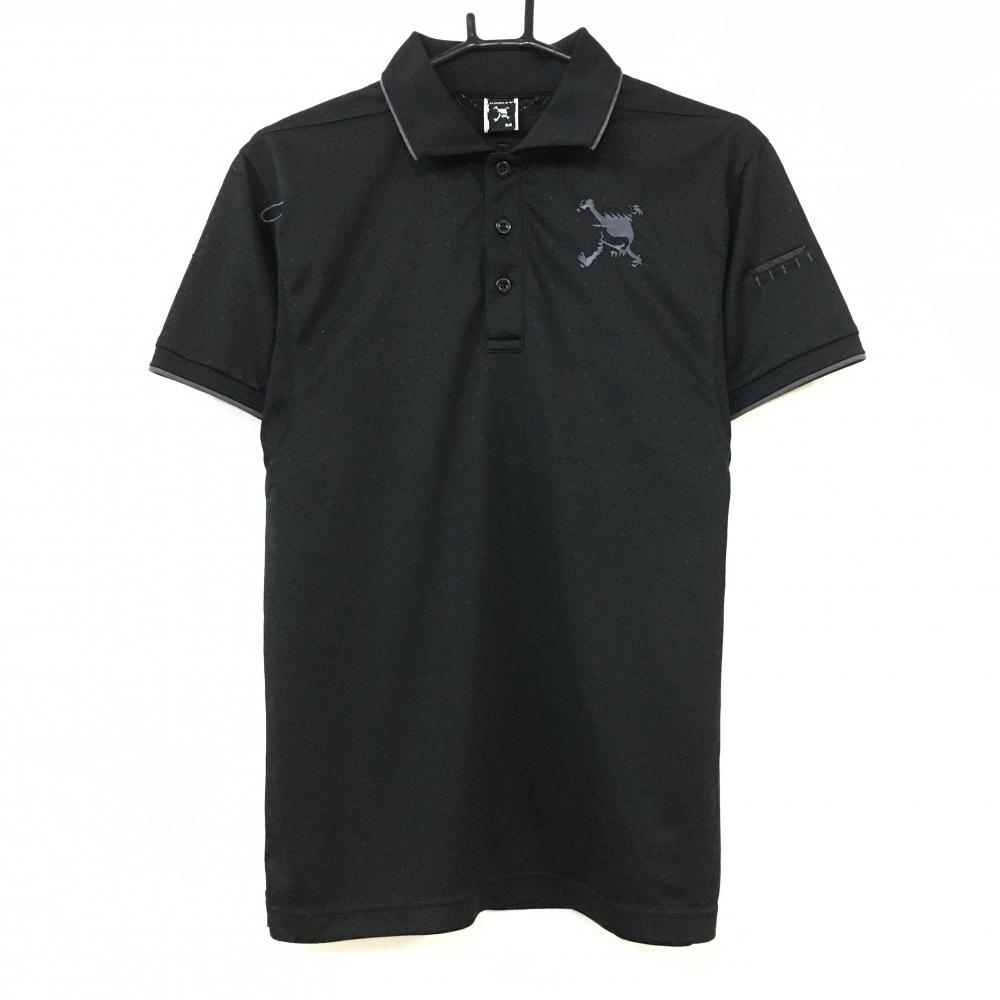 Oakley オークリー 半袖ポロシャツ 黒 総柄織生地 袖ティー装着可 バックロゴ  メンズ M ゴルフウェア