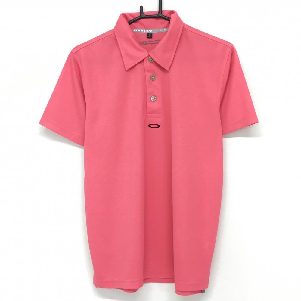 【美品】オークリー 半袖ポロシャツ ピンク ロゴ刺しゅう  メンズ SM ゴルフウェア Oakley