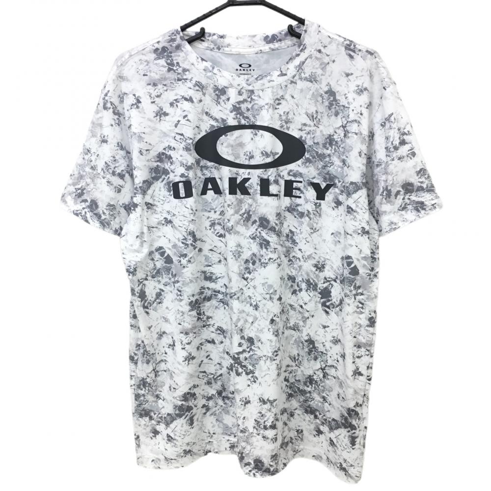 【超美品】オークリー Tシャツ 白×グレー 総柄　 メンズ L ゴルフウェア 2022年モデル Oakley