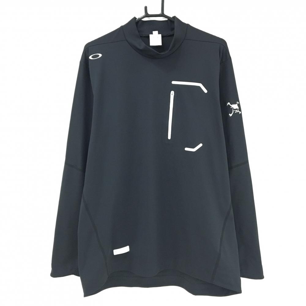 【超美品】オークリー 長袖ハイネックシャツ 黒 吸湿性 発散性 速乾性 ストレッチ  メンズ 2XL ゴルフウェア Oakley