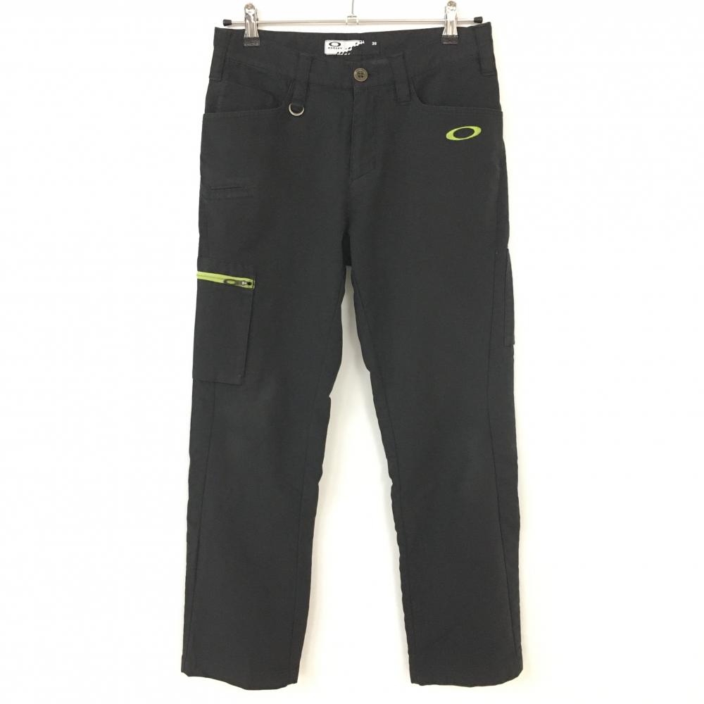 Oakley オークリー パンツ 黒×ライトグリーン シンプル ロゴ刺しゅう メンズ 30 ゴルフウェア