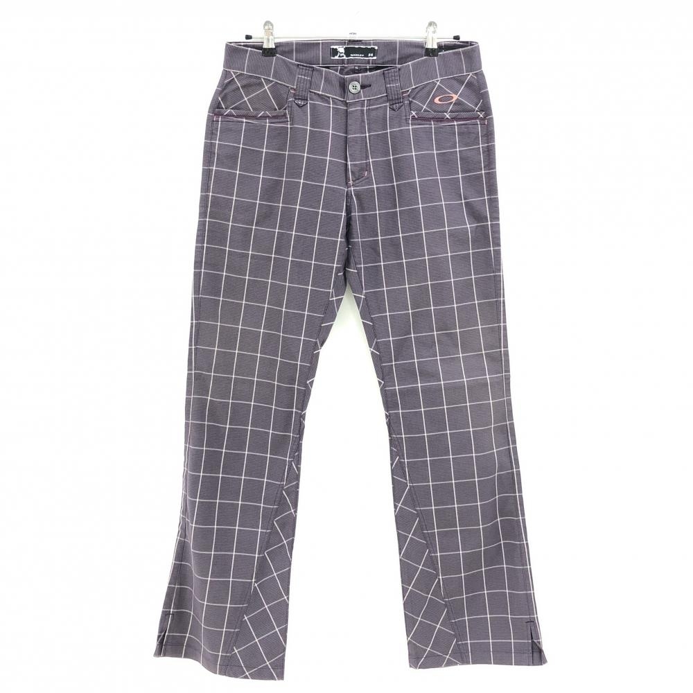 【美品】オークリー パンツ パープル×ライトピンク チェック ティー装着可  メンズ 34 ゴルフウェア Oakley
