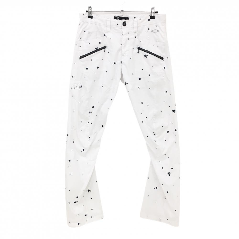 オークリー パンツ 白×ネイビー 総柄 ロゴグレー メンズ 34 ゴルフウェア Oakley