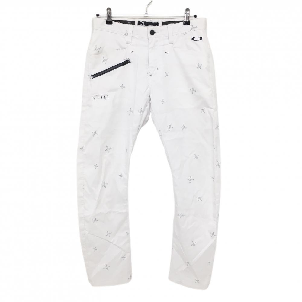 オークリー パンツ 白×グレー 刺しゅう総柄 ティー装着可 メンズ 32 ゴルフウェア Oakley