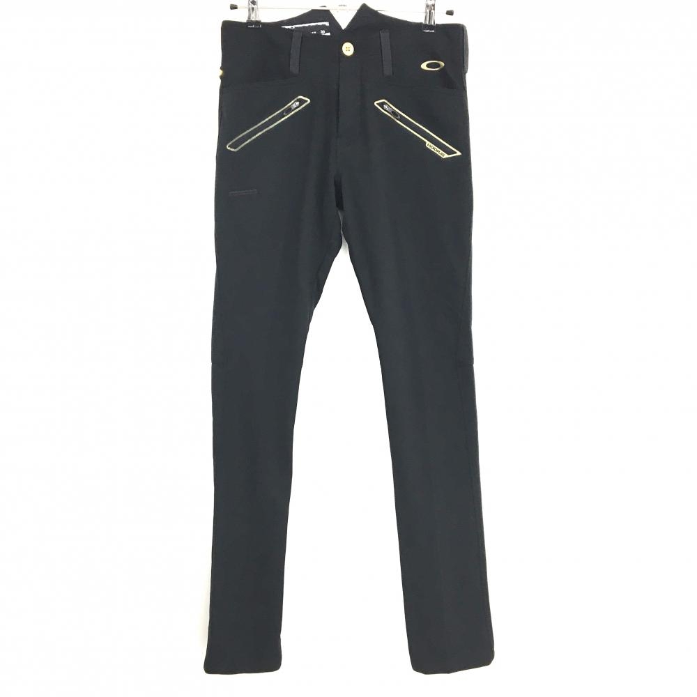 【新品】オークリー パンツ 黒×ゴールド ティー装着可 ストレッチ メンズ 30 ゴルフウェア Oakley