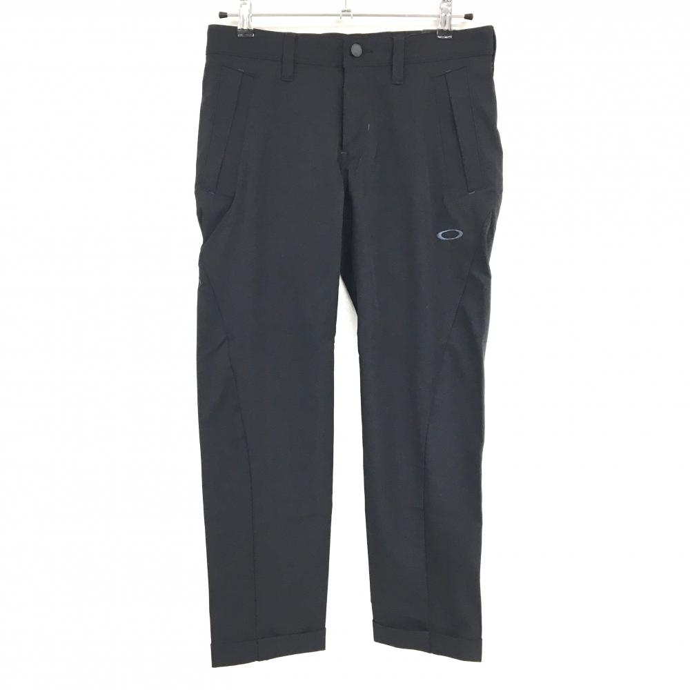 【新品】オークリー 半端丈パンツ 黒 ロゴグレー ティー装着可 吸汗速乾 ストレッチ メンズ 31 ゴルフウェア Oakley